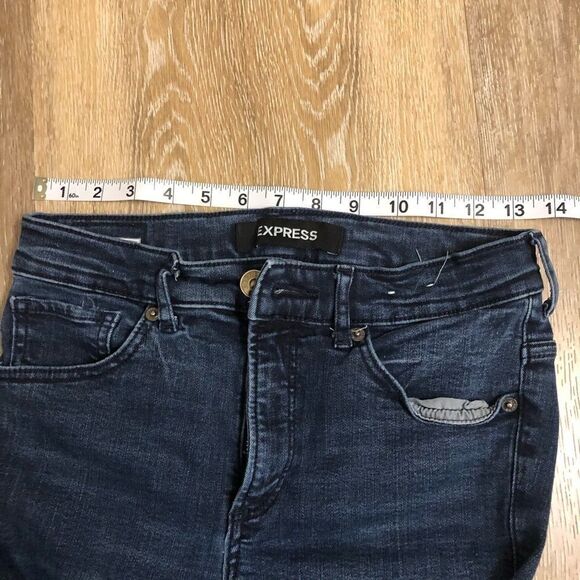 Express High Rise denim perfect dark wash Legging blue Jeans Jegging 2R - Picture 12 of 13